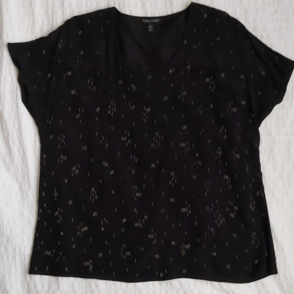Eileen Fisher black sequin speckled top - Picture 2 of 5